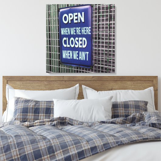 Open Sign Funny, Closed Sign Funny Canvas Afdruk (Insitu (Slaapkamer))