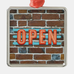 OPEN SIGN METALEN ORNAMENT