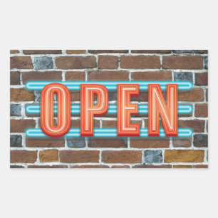 OPEN SIGN RECHTHOEKIGE STICKER
