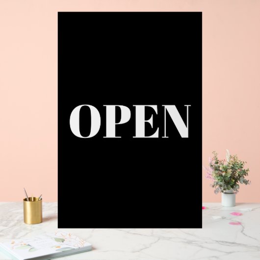 Open Sign Typography Minimalist Black White Large Acryl Bord (Huwelijk)