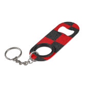 Open Sleutelhanger voor zwarte en rode flacon Mini Flessenopener (Voorkant Gekanteld)