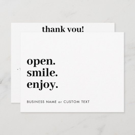 Open Smile Enjoy Candle Care Bedankt Business Informatiekaartje (Voorkant / Achterkant)