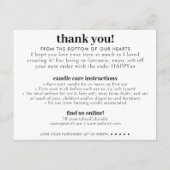 Open Smile Enjoy Candle Care Bedankt Business Informatiekaartje (Achterkant)