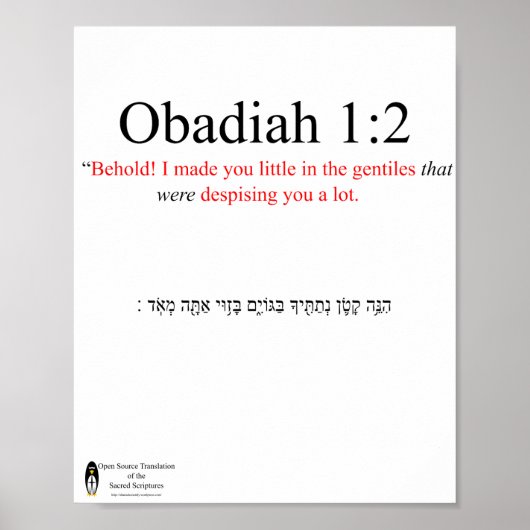 Open Source Translation Obadja 1:2 Poster (Voorkant)