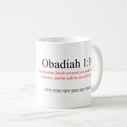 Open Source Vertaling Obadiah 1:10 Mok (Voorkant rechts)