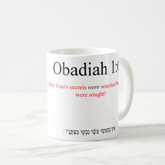 Open Source Vertaling Obadiah 1:6 Mok (Voorkant rechts)