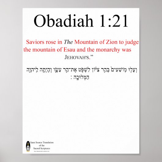 Open Source Vertaling Obadja 1:21 Poster (Voorkant)