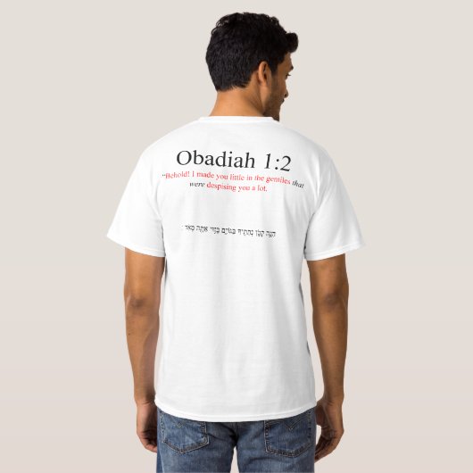 Open Source vertaling Obadja 1:2 T-shirt (Achterkant volledig)