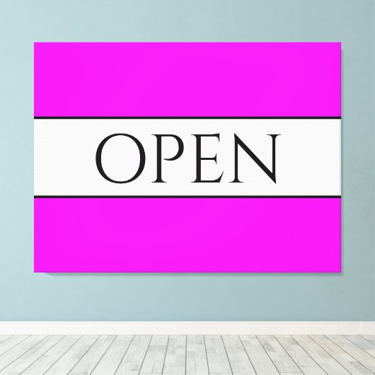 OPEN Sportief Leuk Helder Tropisch Roze Wit Strepe Canvas Afdruk (Insitu (Houten vloer))