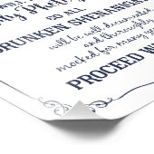 Open streepjescode in marine en wit voor bruiloft foto afdruk (Hoek)