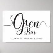 Open streepjesteken. Gratis Drink bruiloft-ontvang Poster (Voorkant)