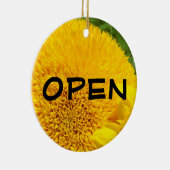 OPEN-teken Gesloten gebarentaal Gele zonnebloemen Keramisch Ornament (Rechts)