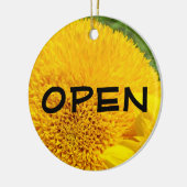 OPEN-teken Gesloten gebarentaal Gele zonnebloemen Keramisch Ornament (Links)