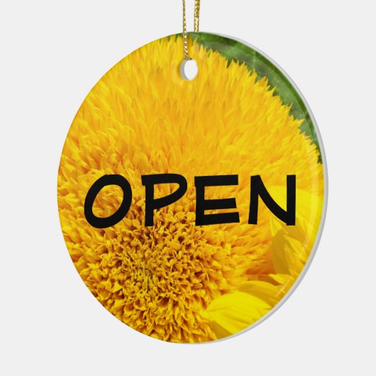 OPEN-teken Gesloten gebarentaal Gele zonnebloemen Keramisch Ornament (Links)