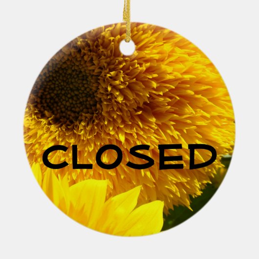 OPEN-teken Gesloten gebarentaal Gele zonnebloemen Keramisch Ornament (Achterkant)