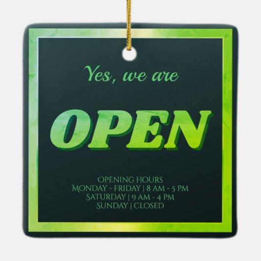 Open teken groen keramisch ornament (Achterkant)