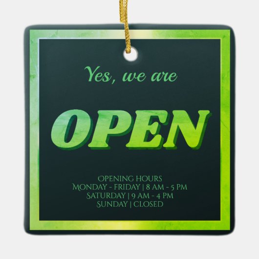 Open teken groen keramisch ornament (Voorkant)