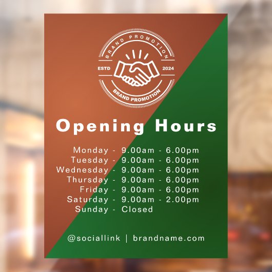 Open Tijden | Zakelijk Logo Openingstijden Raamsticker (Vel 2)