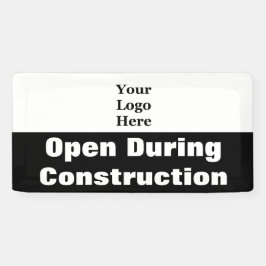 Open tijdens de bouw Zwart-wit Uw Logo Spandoek