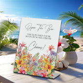 Open Tiki Bar Tropisch Luau Vrijgezellenfeest Reclamebord Met Voetstuk