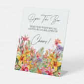 Open Tiki Bar Tropisch Luau Vrijgezellenfeest Reclamebord Met Voetstuk (Voorkant)