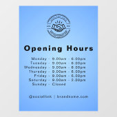 Open Times Zakelijk Logo Openingstijden Lichtblauw Raamsticker (Vel)
