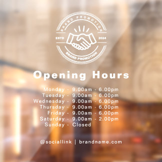 Open Times Zakelijk Logo Openingstijden Transparan Raamsticker