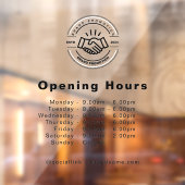 Open Times Zakelijk Logo Openingstijden Transparan Raamsticker (Vel 2)