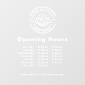Open Times Zakelijk Logo Openingsuren Transparant Raamsticker (Vel)