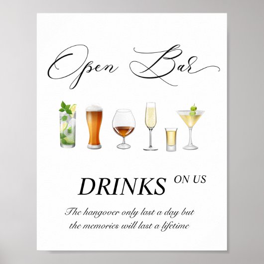 Open trouwbord 8x10 voor bar poster (Voorkant)