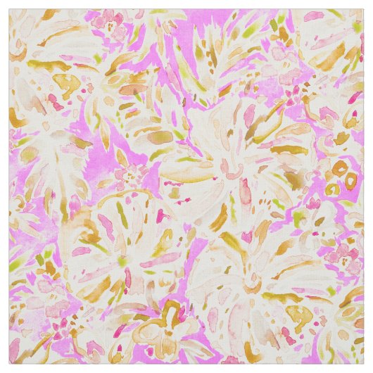 OPEN UP Pink Hibiscus Floral Stof (Swatch)