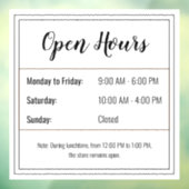 Open Uren Sticker: Pas Uw Openingstijden Aan Raamsticker (Vel 3)