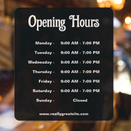 Open Uren Tijd Modern Zwart en Wit  Raamsticker