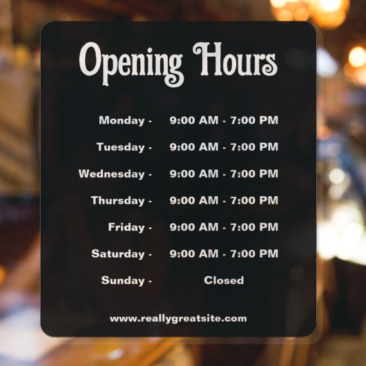 Open Uren Tijd Modern Zwart-wit Raamsticker