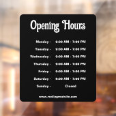 Open Uren Tijd Modern Zwart-wit Raamsticker (Vel 2)