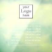 Open uren Uw Logo Business Window Cling Raamsticker (Vel 3)