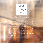Open uren Uw Logo Business Window Cling Raamsticker (Vel 2)