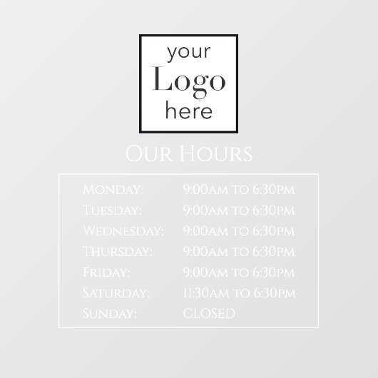 Open uren Uw Logo Business Window Cling Raamsticker (Vel)