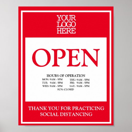 Open | Uren van de operatie Social Distancing Post Poster (Voorkant)