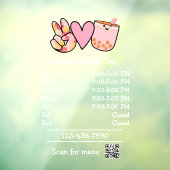 Open uren van het restaurant Bubble Tea Raamsticker (Vel 3)