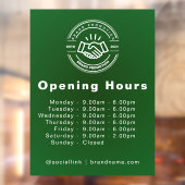 Open Uur Minimalistisch Kleine Zakelijke Naam Bran Raamsticker (Vel 2)