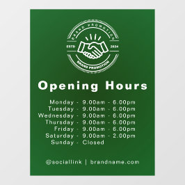 Open Uur Minimalistisch Kleine Zakelijke Naam Bran Raamsticker