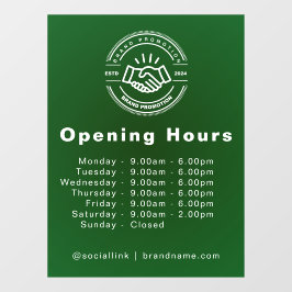 Open Uur Minimalistische Merknaam Kleine Zakelijke Raamsticker