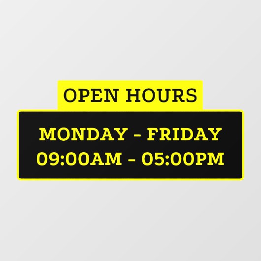 Open-uurteken op de glazen deur raamsticker (Vel)