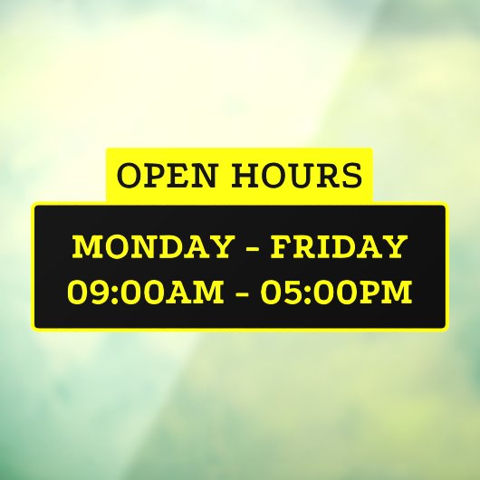 Open-uurteken op de glazen deur raamsticker (Vel 3)