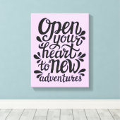 Open uw hart voor nieuwe avonturen canvas afdruk (Insitu (Houten vloer))
