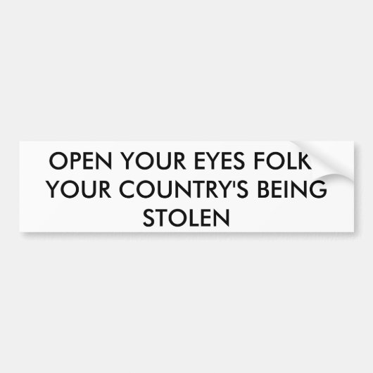 OPEN UW OGEN FOLKS BUMPERSTICKER (Voorkant)