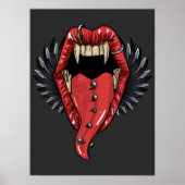 Open Vampire Mouth With Red Lips And Long Fangs Poster (Voorkant)