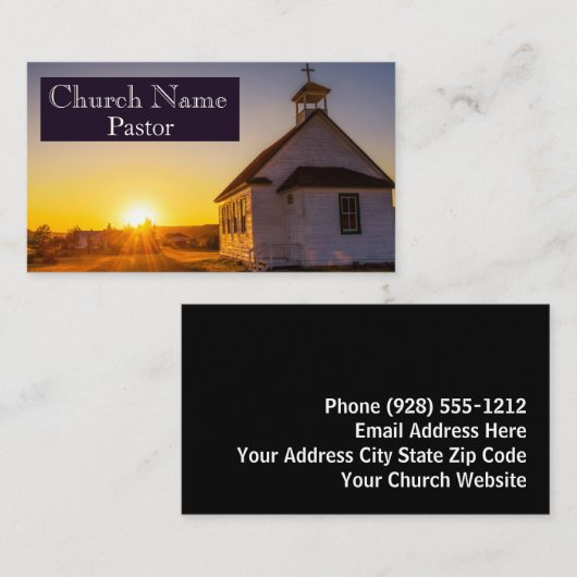 Open veld rustieke zonsopgang kerk pastor visitekaartje (Voorkant / Achterkant)