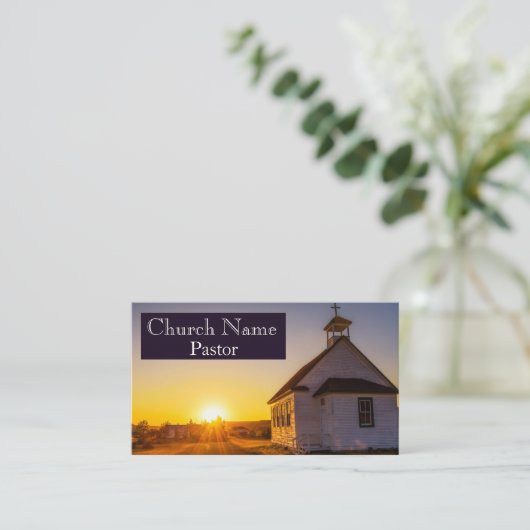 Open veld rustieke zonsopgang kerk pastor visitekaartje (Staand voorkant)
